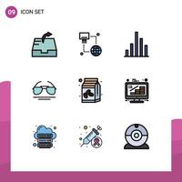 Stock Vector Icon Pack of 9 Line Signs and Symbols for bean coffee box graph coffee view Editable Vector Design Elements