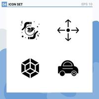 Pack of 4 Modern Solid Glyphs Signs and Symbols for Web Print Media such as equality coin peace expand crypto currency Editable Vector Design Elements