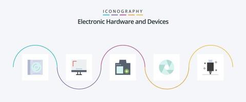 paquete de iconos planos de 5 dispositivos que incluye foco. abertura. imac. fotografía. digital vector