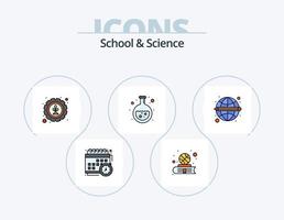 School And Science Line Filled Icon Pack 5 Icon Design. experiment. book. science. atom vector