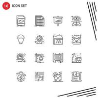 16 Thematic Vector Outlines and Editable Symbols of money cash data graph sales Editable Vector Design Elements