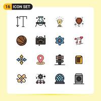 Universal Icon Symbols Group of 16 Modern Flat Color Filled Lines of ball hook award crane first Editable Creative Vector Design Elements