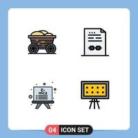 Set of 4 Modern UI Icons Symbols Signs for trolley board bangladesh certificate formula Editable Vector Design Elements
