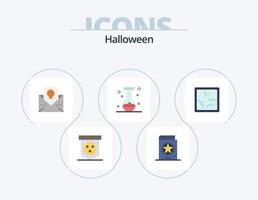 Halloween Flat Icon Pack 5 Icon Design. eye. beaker. witch. ball. horror vector