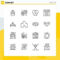 16 User Interface Outline Pack of modern Signs and Symbols of search digital marketing business business selection Editable Vector Design Elements