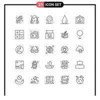 Universal Icon Symbols Group of 25 Modern Lines of calculator party apple tree celebration water Editable Vector Design Elements