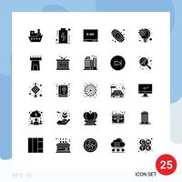 25 Universal Solid Glyphs Set for Web and Mobile Applications innovative idea watch board jewelry accessory Editable Vector Design Elements