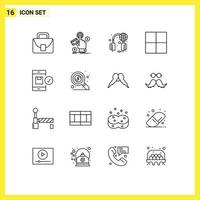 Pack of 16 creative Outlines of delivery application web wireframe world Editable Vector Design Elements