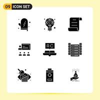 9 iconos creativos, signos y símbolos modernos de gestión de la educación, liderazgo de documentos, elementos de diseño de vectores editables de negocios