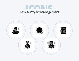 Task And Project Management Glyph Icon Pack 5 Icon Design. watch. clock . card. cloud creative vector