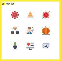 9 Flat Color concept for Websites Mobile and Apps football objects chamomile development coding Editable Vector Design Elements