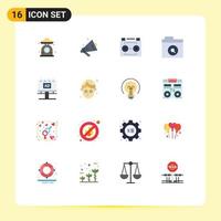 16 User Interface Flat Color Pack of modern Signs and Symbols of board find audio recording folder sound recording Editable Pack of Creative Vector Design Elements