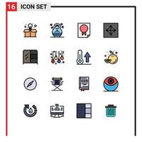 Mobile Interface Flat Color Filled Line Set of 16 Pictograms of interior interface page browser app Editable Creative Vector Design Elements