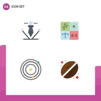 Pack of 4 creative Flat Icons of artwork astronomy pen tool development planets Editable Vector Design Elements