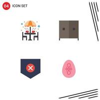 símbolos de iconos universales grupo de 4 iconos planos modernos de silla mesa de seguridad interior x elementos de diseño vectorial editables vector