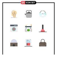 Flat Color Pack of 9 Universal Symbols of video play media play tea audio play view Editable Vector Design Elements
