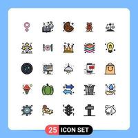 Universal Icon Symbols Group of 25 Modern Filled line Flat Colors of justice court cookie balance loving Editable Vector Design Elements