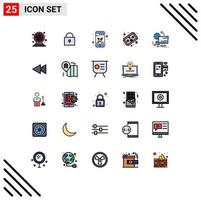 paquete de iconos de vector de stock de 25 signos y símbolos de línea para monitorear elementos de diseño de vector editables de juego de joystick de teléfono de acceso