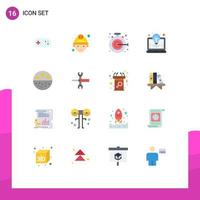 16 Universal Flat Color Signs Symbols of mineral bone target solution idea Editable Pack of Creative Vector Design Elements