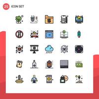 25 User Interface Filled line Flat Color Pack of modern Signs and Symbols of online work nature business space Editable Vector Design Elements