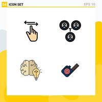 4 Creative Icons Modern Signs and Symbols of finger business left friends mind Editable Vector Design Elements