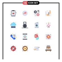 Modern Set of 16 Flat Colors Pictograph of storage cloud cog pencil drawing Editable Pack of Creative Vector Design Elements