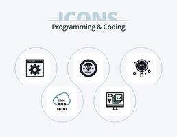 paquete de iconos llenos de línea de programación y codificación 5 diseño de iconos. desarrollar. nube. desarrollo. programación. desarrollar vector