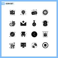 Pictogram Set of 16 Simple Solid Glyphs of ireland work cup task process Editable Vector Design Elements