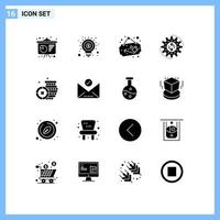 Pictogram Set of 16 Simple Solid Glyphs of ireland work cup task process Editable Vector Design Elements