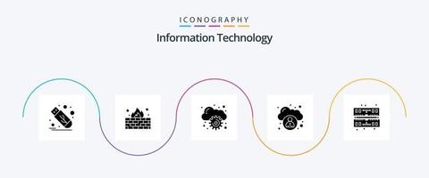 paquete de iconos de glifo 5 de tecnología de la información que incluye . memoria. nube. computadora. nube vector