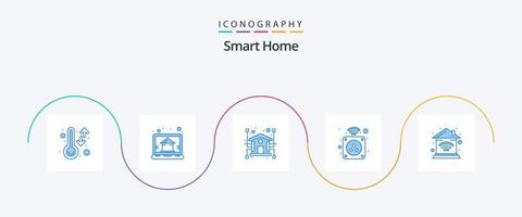 Smart Home Blue 5 Icon Pack Including home. plug. automation. home. electricity vector