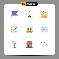 Modern Set of 9 Flat Colors and symbols such as hair success box presentation graph Editable Vector Design Elements