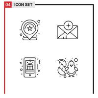 Stock Vector Icon Pack of 4 Line Signs and Symbols for location gift review chat mobile gift Editable Vector Design Elements