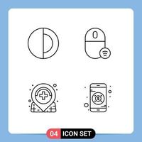 4 Universal Line Signs Symbols of science care sun gadget location Editable Vector Design Elements