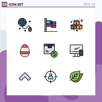 9 Universal Filledline Flat Colors Set for Web and Mobile Applications service delivery fun box egg Editable Vector Design Elements