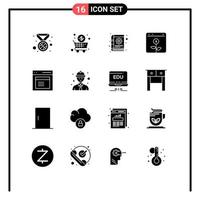 16 Universal Solid Glyphs Set for Web and Mobile Applications interface investment content financial browser Editable Vector Design Elements