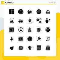 User Interface Pack of 25 Basic Solid Glyphs of regulation data glass macaroon eat Editable Vector Design Elements