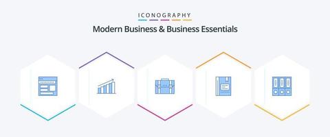 Modern Business And Business Essentials 25 Blue icon pack including documents. business. chart. briefcase. market vector