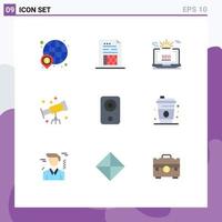 Universal Icon Symbols Group of 9 Modern Flat Colors of telescope astronaut file web setting Editable Vector Design Elements