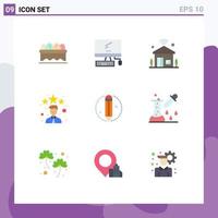 Modern Set of 9 Flat Colors Pictograph of creative rating house employee wifi Editable Vector Design Elements