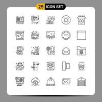 Line Pack of 25 Universal Symbols of cd multimedia sale tag delete stethoscope Editable Vector Design Elements