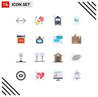 Pictogram Set of 16 Simple Flat Colors of error report scandinavia data file Editable Pack of Creative Vector Design Elements