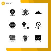 Pictogram Set of 9 Simple Solid Glyphs of monitoring conception halloween scary visualize nature Editable Vector Design Elements