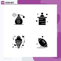 Modern Set of 4 Solid Glyphs and symbols such as perfume cream desk reception special Editable Vector Design Elements