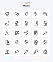 Creative Map Pin 25 OutLine icon pack  Such As map. location. geo location. map. research vector