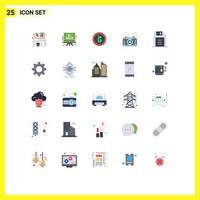 paquete de iconos de vector de stock de 25 signos y símbolos de línea para elementos de diseño de vector editables de cámara de lente de negocio de imagen de oficina