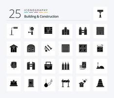 edificio y construcción 25 paquete de iconos de glifos sólidos que incluye edificio. puerta. cuadro. construcción. ciudad vector