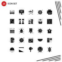 25 Thematic Vector Solid Glyphs and Editable Symbols of gadget computers home worldwide global infrastructure Editable Vector Design Elements