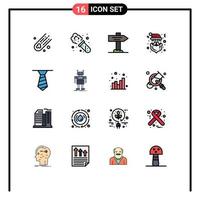 User Interface Pack of 16 Basic Flat Color Filled Lines of artificial robot pointer clothing cap Editable Creative Vector Design Elements