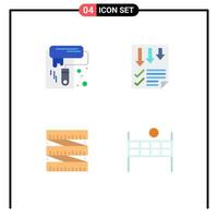 4 Universal Flat Icons Set for Web and Mobile Applications wall paint diet tool page waist Editable Vector Design Elements